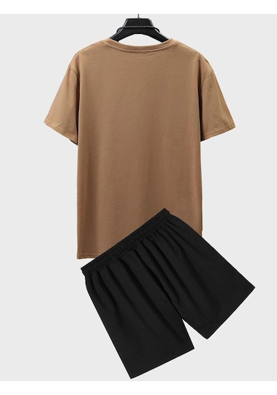 Moon T-shirt Şort - Vizon Siyah Alt Üst Kombin Şort Tişört Takım Baskılı Oversize Bisiklet Yaka Vizon Siyah Moon T-shirt Şort - Vizon Siyah Alt Üst Kombin Şort Tişört Takım Baskılı Oversize Bisiklet Yaka Vizon Siyah