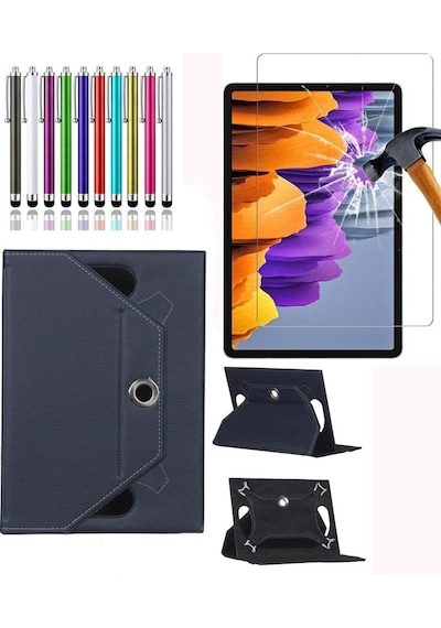 Warp Adt-11a Uyumlu Universal Dönerli Standlı Kılıf + Ekran Koruyucu + Kalem Arka Kapak