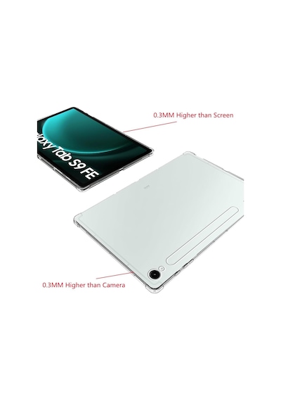 Samsung Galaxy Tab S9 Fe 10.9 Inç Uyumlu Kılıf Şeffaf Köşe Korumalı Darbeye Dayanıklı Tablet Kapak Arka Kapak