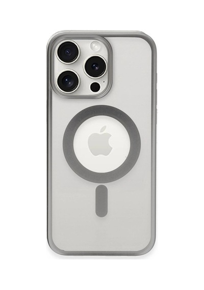 Apple Uyumlu   iPhone 15 Pro Max Kılıf Erozi Magsafe Kapak - Gümüş
