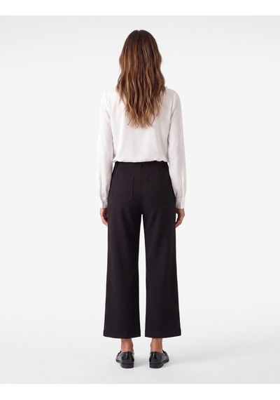 Koton Normal Bel Yan Cepli Düğmeli Straight Fit Kumaş Pantolon Siyah 7wak40027ek