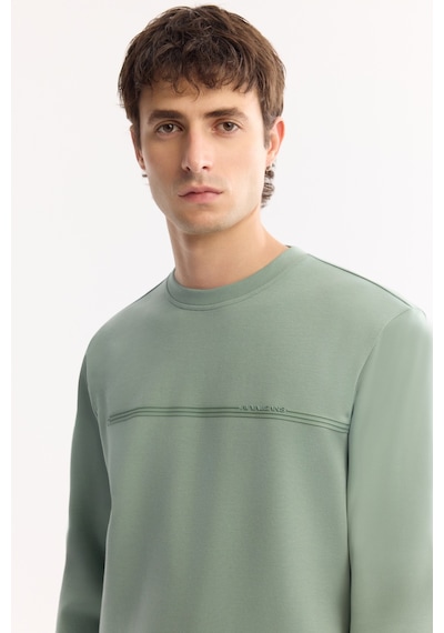 Avva Erkek Su Yeşili Bisiklet Yaka Pamuklu Bi-stretch Baskılı Regular Fit Sweatshirt A52y1325 Yeşil