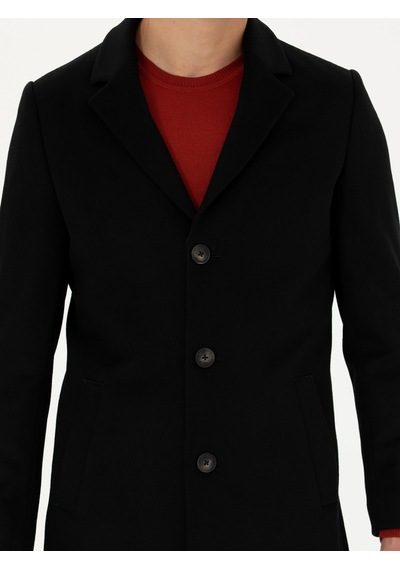 Cacharel Siyah Yün Karışımlı Ex.slim Fit Palto