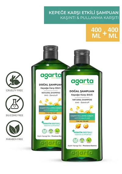 Agarta Doğal Kepeğe Karşı Etkili Şampuan 2 x 400 ML