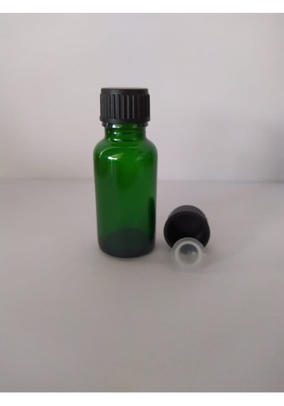 20Ml Cam Yeşil Şişe Düz Kapak Kör Tıpalı (10 Adet)