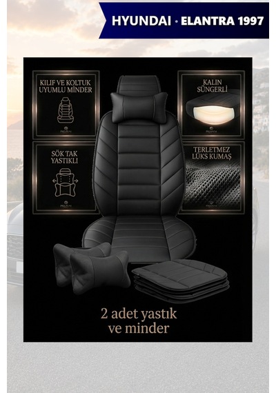 Hyundai Elantra 1997 Uyumlu Lüks Siyah Renk Premium 2 Adet Minder Ve Yastık