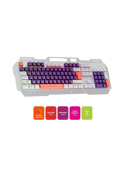 Pgm36 Kablolu Rgb Aydınlatmalı Gaming Oyuncu Klavye Mor