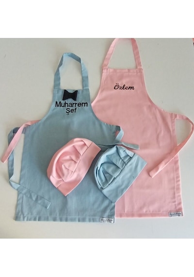 Moms And Babies Anne Kız-erkek Çocuk Mutfak Ve Etkinlik Önlüğü Pembe 0-12 Yaş Beden Su İtici Kumaş İsme Özel Mavi Pembe