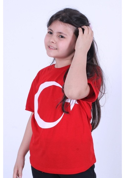 Fyk Kids Atatürk Baskılı Imzalı Unisexs T-shırt Kırmızı - Bayrak Kırmızı