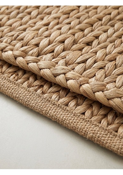 Hbs Art Design Doğal Dokuma Jüt Halı - El Örgüsü Dekoratif Hasır Kilim Açık Kahverengi