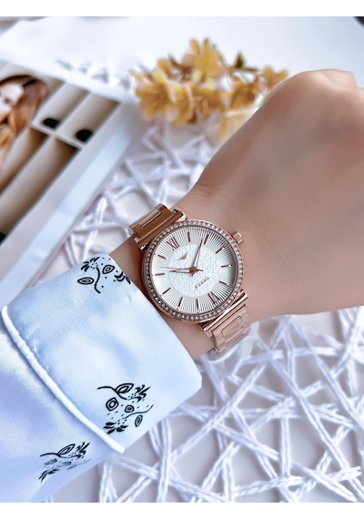 Ferro Rose Gold Renk 3 Atm Suya Dayanıklı Çelik Kordon Özel Tasarım Kadın Kol Saati Bf2994awt