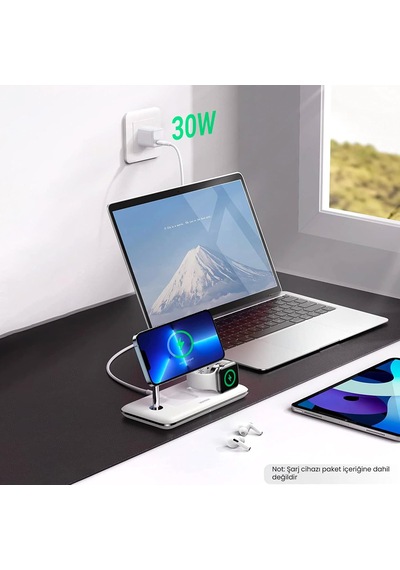 Ugreen 3 Ü 1 Arada Apple Uyumlu iPhone Airpods iOS Watch Magsafe 25w Kablosuz Şarj Cihazı Stand