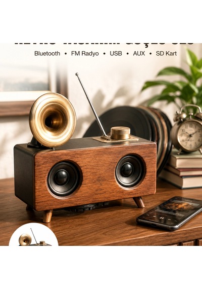 Nostaljik Görünümlü Bluetooth Bağlantılı Speaker 69779993