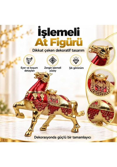 Lüks Alaşım Metal At Figürlü Kapaklı Dekoratif Küllük Ve Takı Saklama Kutusu Metal Biblo 25 X 20 Cm 25344918