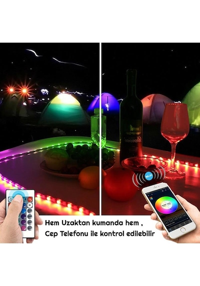 Exeo Wifi Rgb 3 Çipli Şerit Led Işık Silikonlu Su Geçirmez 5 Mt