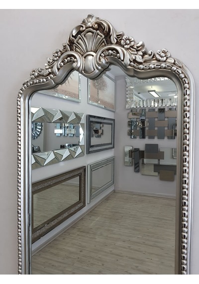 Ayna Denizi Princess Great Silver Model Gümüş Renk Dekoratif Boy Aynası Gümüş
