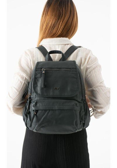 571 Collections Yıkanmış Deri Sırt Çantası Mavi Model: 571-14-11m