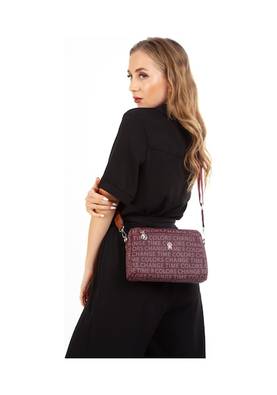 Newish Polo Kadın Desenli Uzun Askılı Omuz Çantası New258 - Bordo