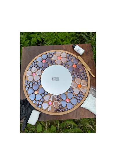 34x34cm Yuvarlak Pleksi Aynalı Yetişkin Mozaik Set Başlangıç Seviye