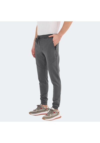 Slazenger VENOM Erkek Fermuar Cepli Dar Paça Koyu Gri Eşofman Altı