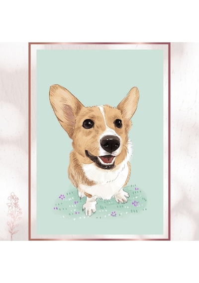 Mutlu Corgi - Sevimli Çizim Hayvan Pvc Tablo