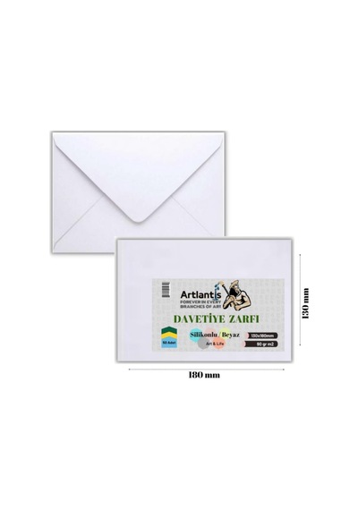 Zarf 13x18 Davetiye Zarfı Beyaz 50'li 1 Paket Artlantis Beyaz Dav