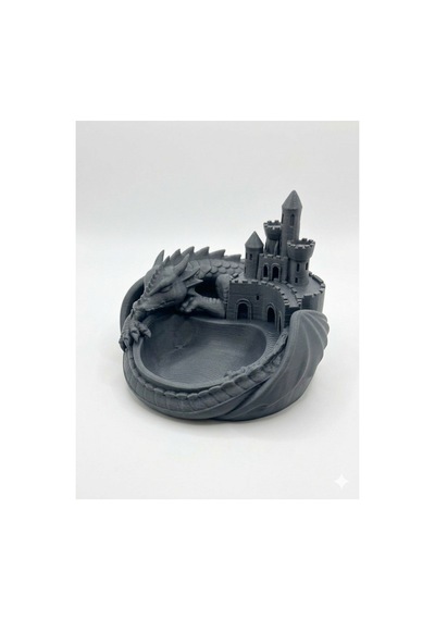 3d Tasarım Ejderha Ve Kale Temalı Dekoratif Anahtarlık Düzenleyici - Takı Standı 19x19 Cm