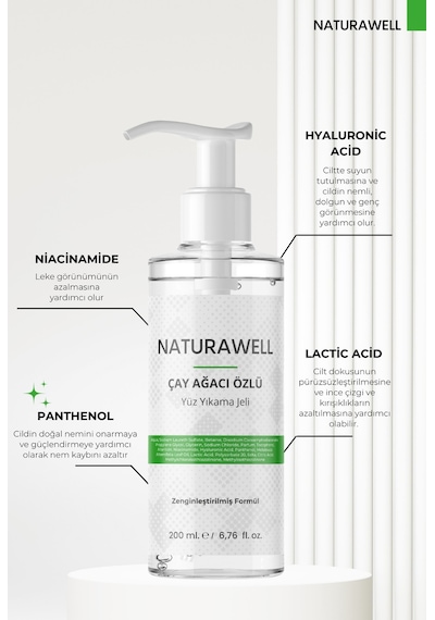 Naturawell Çay Ağacı Özlü Yüz Yıkama Jeli 200 ML