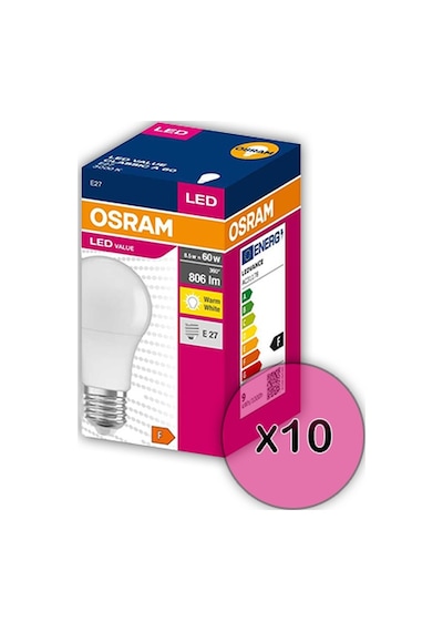 Osram 8,5 W 806 Lümen 2700k Sarı Işıklı Led Ampul 10'lu Paket