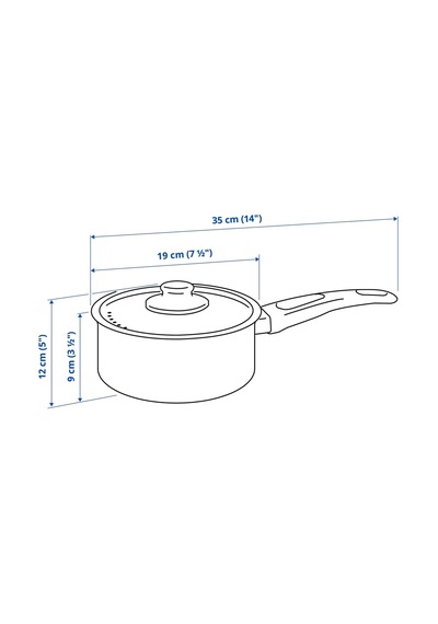 Ikea Hemlagad Kapaklı Tencere 2 L 19 Cm Siyah 2 Parça