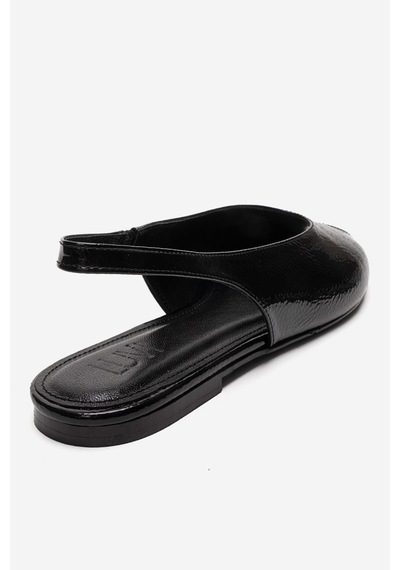 Luvishoes Serına Siyah Kırışık Rugan Kadın Sandalet