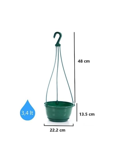 Omnipazar So-sm02 Safir Makrome Askılı Balkon Saksı 3.4 Lt Yeşil 6 Adet