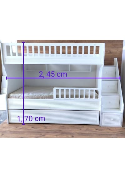 Midas Mdf Panjur Model Lake Boyalı Yavrulu 3 Lü Ranza Beyaz Monta