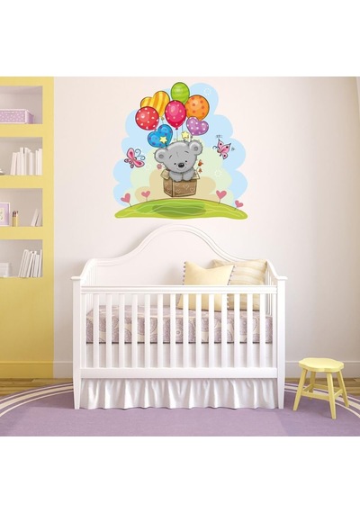 Tilkidünyası Sevimli Ayıcık Ve Balonlar Konsept Çocuk Odası Duvar Sticker Diğer