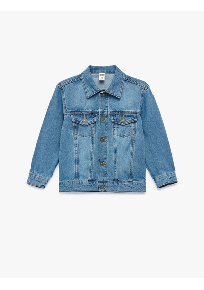 Koton Düğmeli Uzun Kollu Pamuklu Denim Ceket Orta İndigo 6skb20004td İndigo