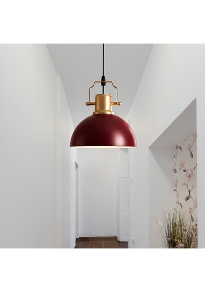 Haus Minimal Gold Detaylı Metal Wine Red Sarkıt Küçük Alanlara Uygun Mutfak Koridor Avize Kırmızı