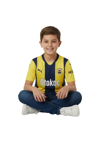 Fenerium Fenerbahçe Orijinal Lisanslı Unisex 24-25 Yeni Sezon Çubuklu Çocuk Forması Sarı