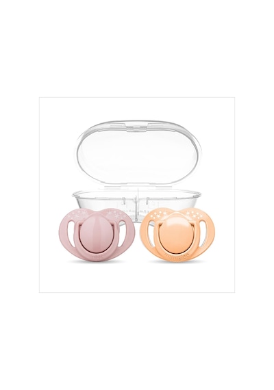 Ortodontik Silikon Emzik 2'li Powder Pnk & Blush 0+ Ay Sterilizasyon/saklama Kutulu 5 Adet
