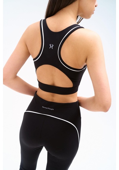 Normal People Zela - Spor Bra / Şeftali Dokulu Peach Skin Kumaş Siyah