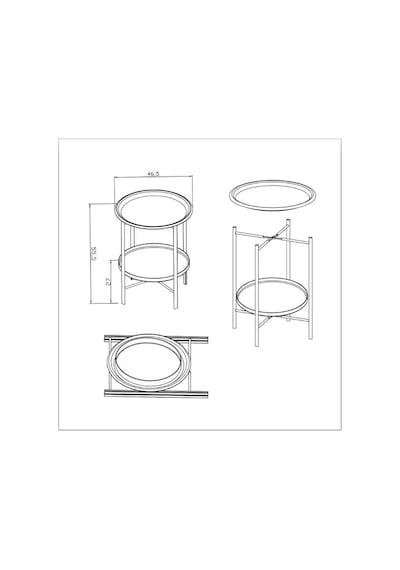 Katlanır Metal Çift Tepsili Sehpa Galvaniz + Dkp Profil, Elektrostatik Toz Boyalı, Modern Tasarım Diğer