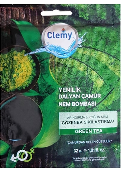 Clemy Dalyan Çamur Green Tea Nem Bombası Maskesi 32Ml