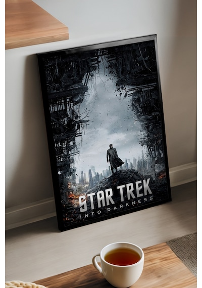 Star Trek Siyah Ahşap Çerçeveli Poster, Dekoratif Film Duvar Tablosu
