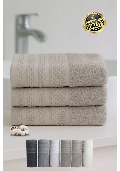 Softure 3 Lü El Yüz Havlusu Günlük Kullanım 50x90 Cm Yumuşak, Dayanıklı, Hızlı Kuruyan Bej