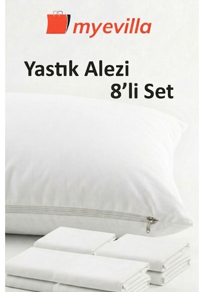 My Evilla Sıvı Geçirmez Yastık Alezi 50x70 Cm Su Geçirmez Yastık Koruyucu 4 Paket 8 Adet Beyaz