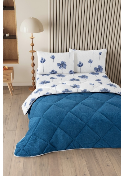 Nordelle Battal Boy Lüx Wellsoft Yorgan Çift Taraflı - 2 Adet Yastık Kılıflı Yorgan Seti 215x235 Cm Mavi
