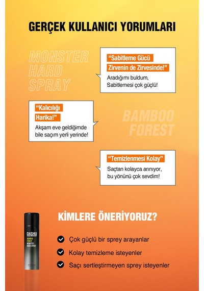 Anında Etkili Ultra Güçlü Saç Sabitleyici Sprey Dashu For Men Bamboo Forest Monster Hard Spray