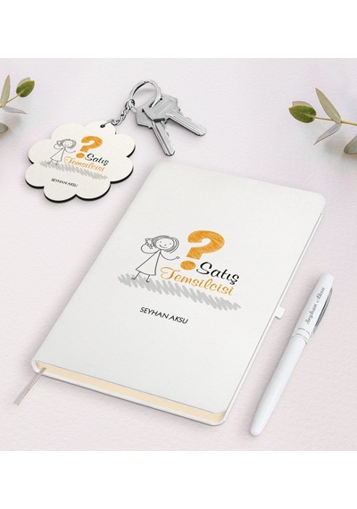 Kişiye Özel Satış Temsilcisi Beyaz Defter Kalem Ve Anahtarlık Hed N11.12777