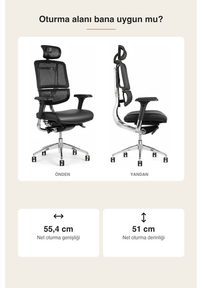 Upstyle Doruk Premium Ergonomik Ofis Koltuğu 4d Kolçak, Tam Yatar Siyah