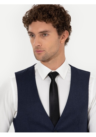 Cacharel Lacivert Slim Fit Yün Karışımlı Yelek