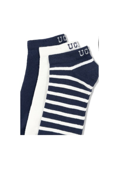Ucla Lıoren 3'lü Lacivert Kısa Jakarlı Pamuk Standard Fit Unisex Çorap